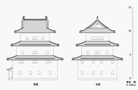 御三階櫓復元立面図